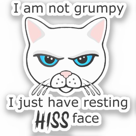 休息ヒス顔白猫 – Benefits PACR シール (正面)