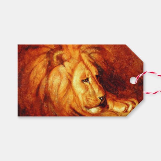 休息ライオン（Abbott Handerson Thayer著） ギフトタグ (正面(横))