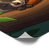 休息中のアライグマ | かわいいマンガの子どもの子供部屋アート ポスター (角)