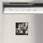 休息中のホワイトタイガー マグネット (インサイチュ (食洗機))