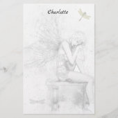 休息中の妖精とトンボ文房具 便箋 (正面)