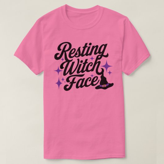 休息中の魔女顔おもしろい皮肉レトロタイプ Tシャツ (デザイン正面)