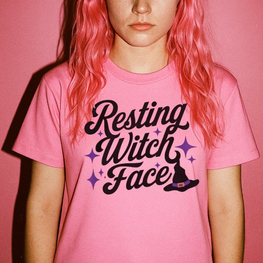 休息中の魔女顔おもしろい皮肉レトロタイプ Tシャツ