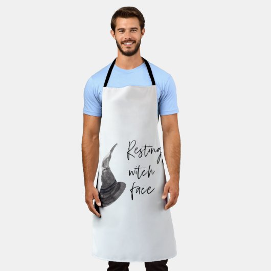 休息中の魔女顔 |ハッピーハローウィン |おもしろい引用文 | エプロン (着用した状態)