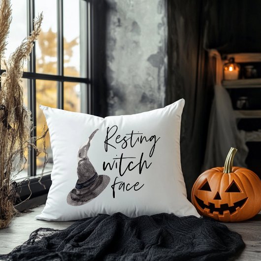 休息中の魔女顔 |ハッピーハローウィン |おもしろい引用文 | クッション