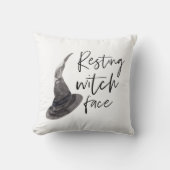 休息中の魔女顔 |ハッピーハローウィン |おもしろい引用文 | クッション (正面)