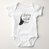 休息中の魔女顔 |ハッピーハローウィン |おもしろい引用文 | ベビーボディスーツ (正面)