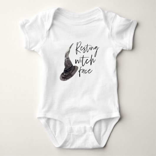 休息中の魔女顔 |ハッピーハローウィン |おもしろい引用文 | ベビーボディスーツ (正面)