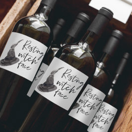 休息中の魔女顔 |ハッピーハローウィン |おもしろい引用文 | ワインラベル