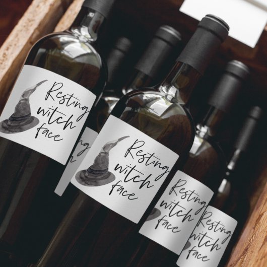 休息中の魔女顔 |ハッピーハローウィン |おもしろい引用文 | ワインラベル