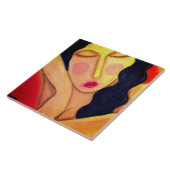 休息抽象芸術油パステル絵画ズ・オブ・ア・ウーマン タイル (側面)