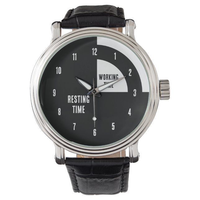 休息時間 / 勤務時間ユーモア 腕時計 (正面)