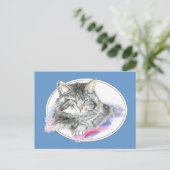 休息猫 – ペット動物の水彩画コレクション ポストカード (スタンド正面)