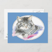 休息猫 – ペット動物の水彩画コレクション ポストカード (正面/裏面)