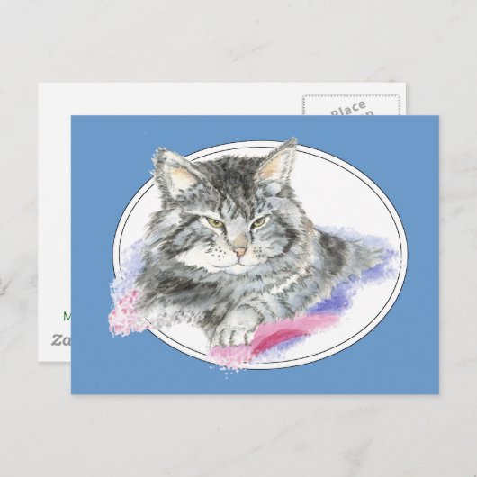 休息猫 – ペット動物の水彩画コレクション ポストカード (正面/裏面)