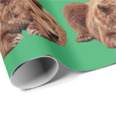 休息用グリズリーベアのクリスマスラッピング紙 ラッピングペーパー (ロールコーナー)