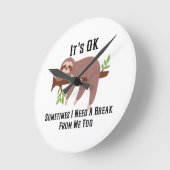 休憩が必要 ラウンド壁時計 (傾斜)