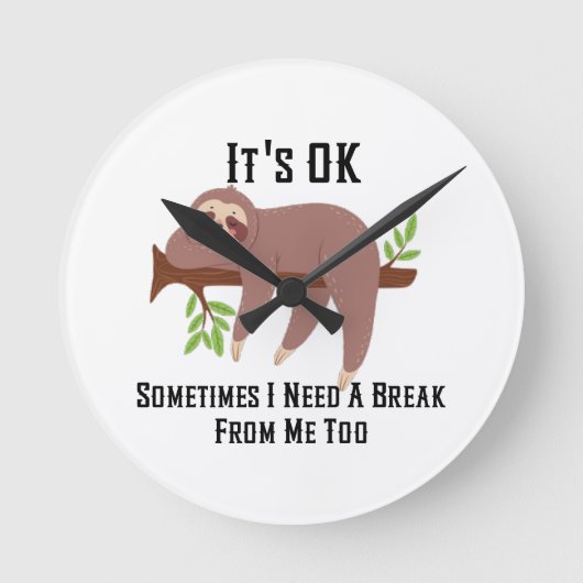 休憩が必要 ラウンド壁時計 (正面)