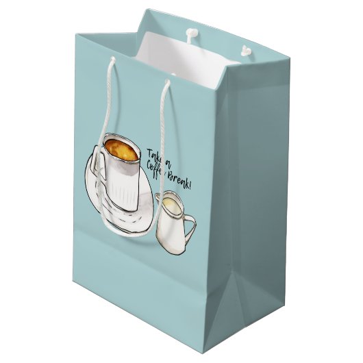 休憩の水彩画およびインクイラストレーション ミディアムペーパーバッグ (裏面アングル)