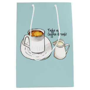 休憩の水彩画およびインクイラストレーション ミディアムペーパーバッグ