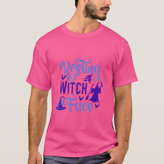 休憩ウィッチ顔面白いハロウィーンの衣装 Tシャツ (正面)