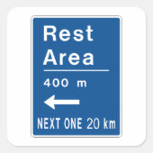 休憩エリア400m離れ道路標識 スクエアシール (正面)