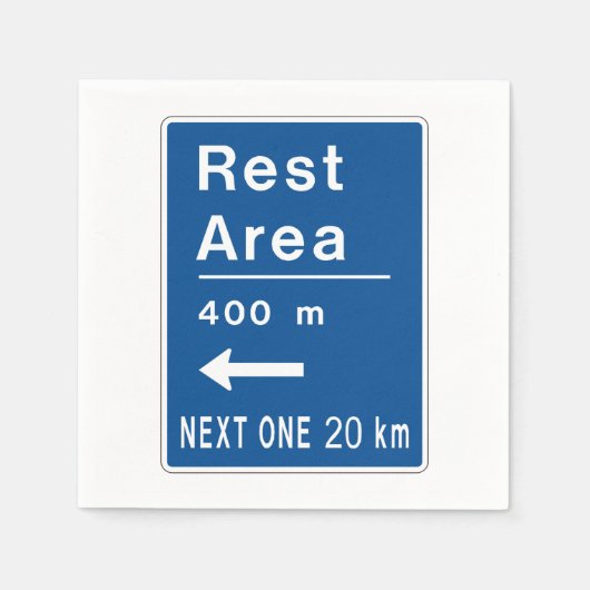 休憩エリア400m離れ道路標識 スタンダードカクテルナプキン (正面)