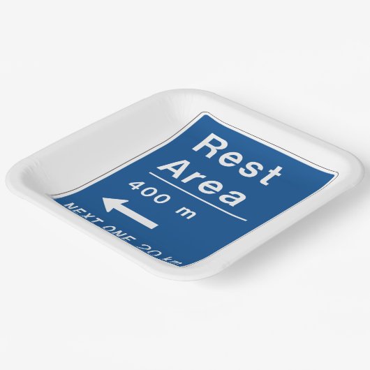 休憩エリア400m離れ道路標識 ペーパープレート (傾斜あり)