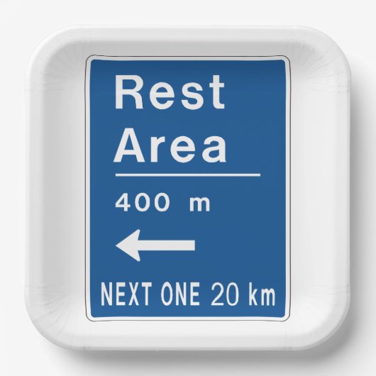 休憩エリア400m離れ道路標識 ペーパープレート (正面)