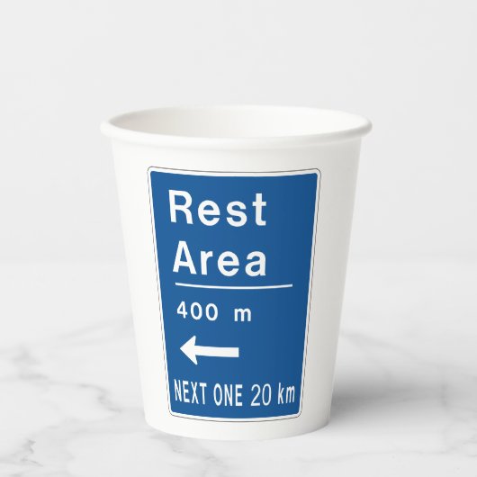休憩エリア400m離れ道路標識 紙コップ (正面)