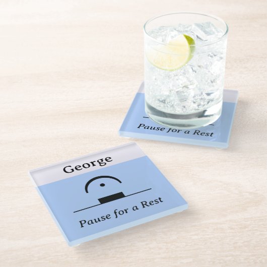 休憩パーソナライズされた休憩ミュージカルユーモア音楽ブルー ガラスコースター (アングル)