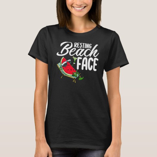 休憩ビーチフェイスイカ女性ラブメロンFr Tシャツ (正面)