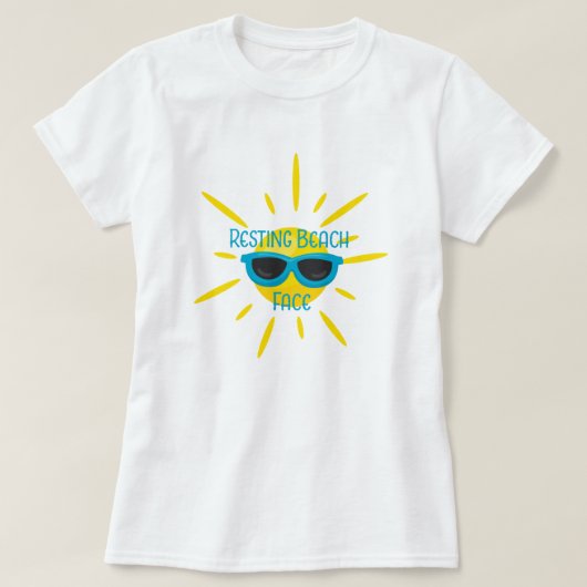 休憩ビーチ顔サングラスon Sun T-Shirt Tシャツ (デザイン正面)
