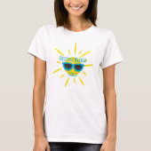 休憩ビーチ顔サングラスon Sun T-Shirt Tシャツ (正面)