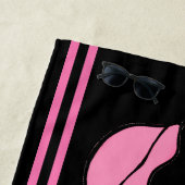 休憩ビーチ顔ブラック&ピンクビーチタオル ビーチタオル (インサイチュ)