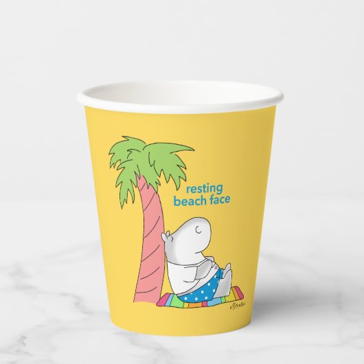 休憩ビーチ顔ベリーボタンヒッポボイントンパペ 紙コップ (正面)