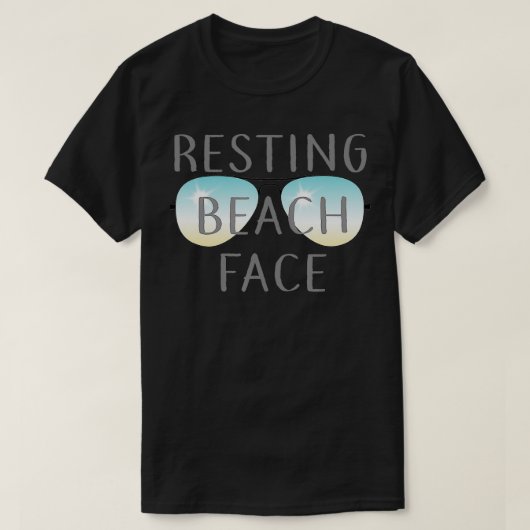 休憩ビーチ顔夏サングラス Tシャツ (デザイン正面)