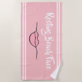 休憩ビーチ顔"唇"ピンクビーチタオル ビーチタオル (正面)