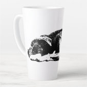 休憩ピットブルミックスモノクロポートレートマグカップ カフェラテマグ (左アングル)