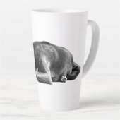 休憩ピットブルミックス白黒マグカップ カフェラテマグ (右アングル)