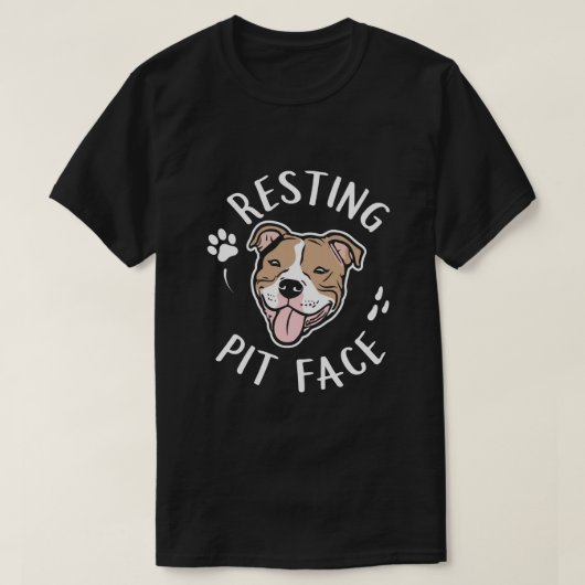 休憩ピット顔おもしろい犬 Tシャツ (デザイン正面)
