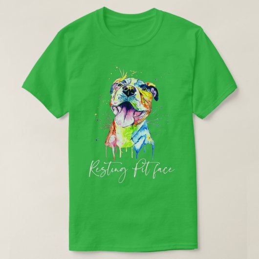 休憩ピット顔ピットブル水彩愛犬家GIF Tシャツ (デザイン正面)