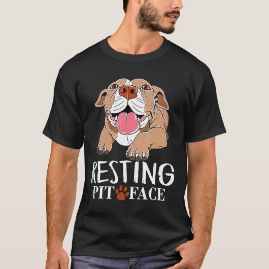 休憩ピット顔ピットブル Tシャツ (正面)