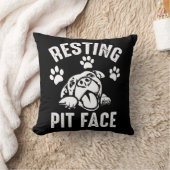 休憩ピット顔 – かわいいピットブルドッグラブ クッション (ブランケット)