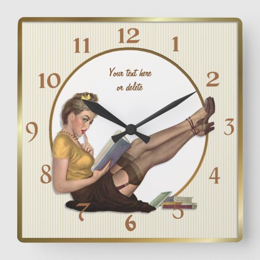 休憩中に図書館員を締め付カスタマイズけ – スクエア壁時計 (正面)