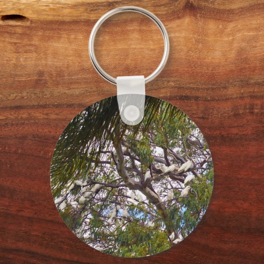 休憩中のオーストラリアのコカトオ、キーリング キーホルダー (正面)