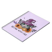 休憩中の魔女顔 – ウィッチハット付き猫 ノートブック (左側)