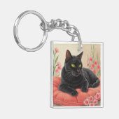 休憩中の黒猫 キーホルダー (正面左)