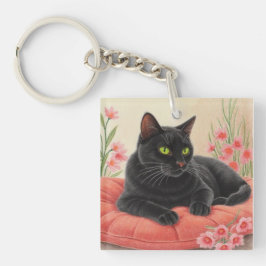 休憩中の黒猫 キーホルダー