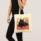 休憩中の黒猫 トートバッグ (正面(商品))